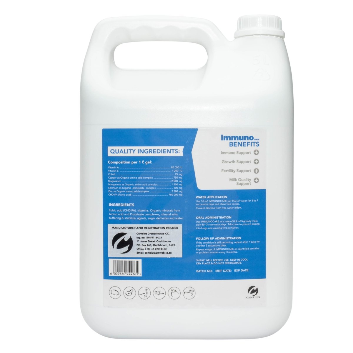Immunocare (Supplement For Poultry, Ostriches, Ruminants, Swine, Pigeons & Horses) - Camelus - Growth | Fertility | Milk Quality | Immunity