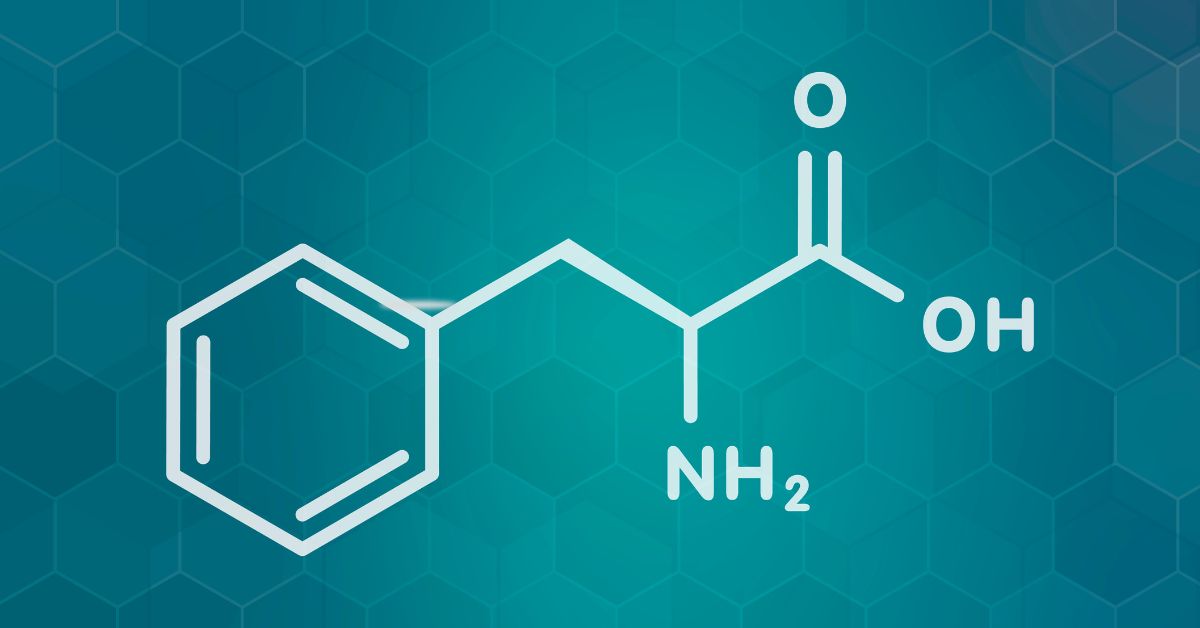 Phenylalanine amino acid molecule, illustration