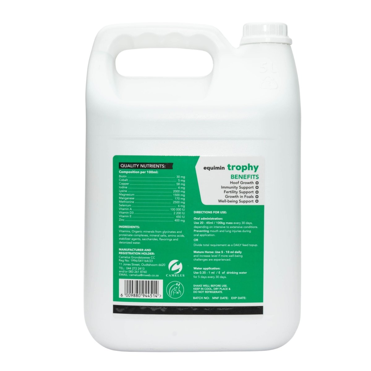 Equimin Trophy (Supplement For Horses & Game) - Camelus - Hoof Health | Fertility | Immunity | Growth | General Well - Being