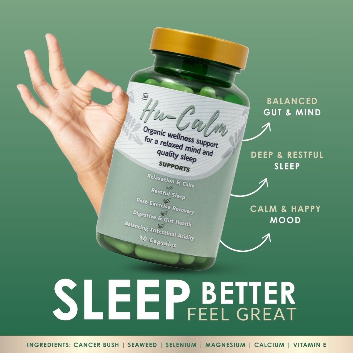 HuCalm | Daily Gut & Mind Support (Restful Sleep, Balanced Mood) - Camelus - Camelus