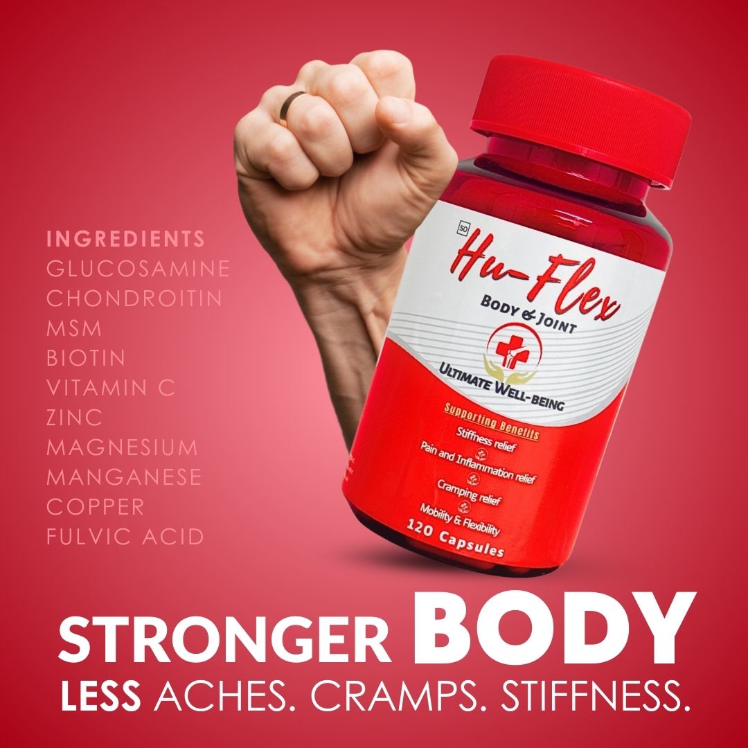HuFlex | Daily Muscle & Joint Support (Strong Body, Easy Movement) - Camelus - Pain | Stiffness | Mobility | Flexibility | Anti - Inflammatory | Circulation | Longevity | Aging