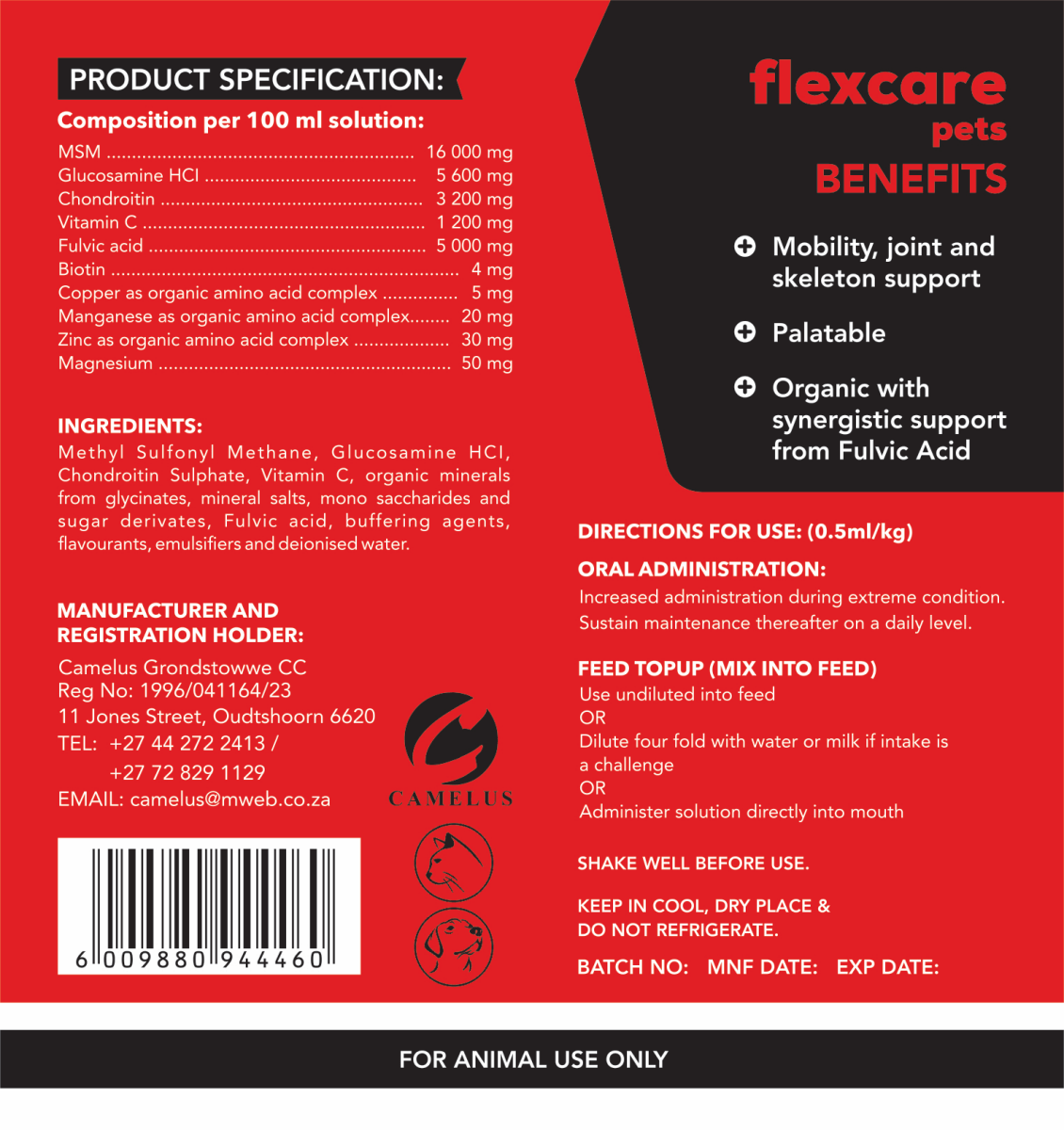 Flexcare & Doggymin (Joint & Skin Support For Dogs & Cats) - Camelus - Joint | Skeleton | Mobility | Skin Conditioning | Longevity | Fertility | Immunity