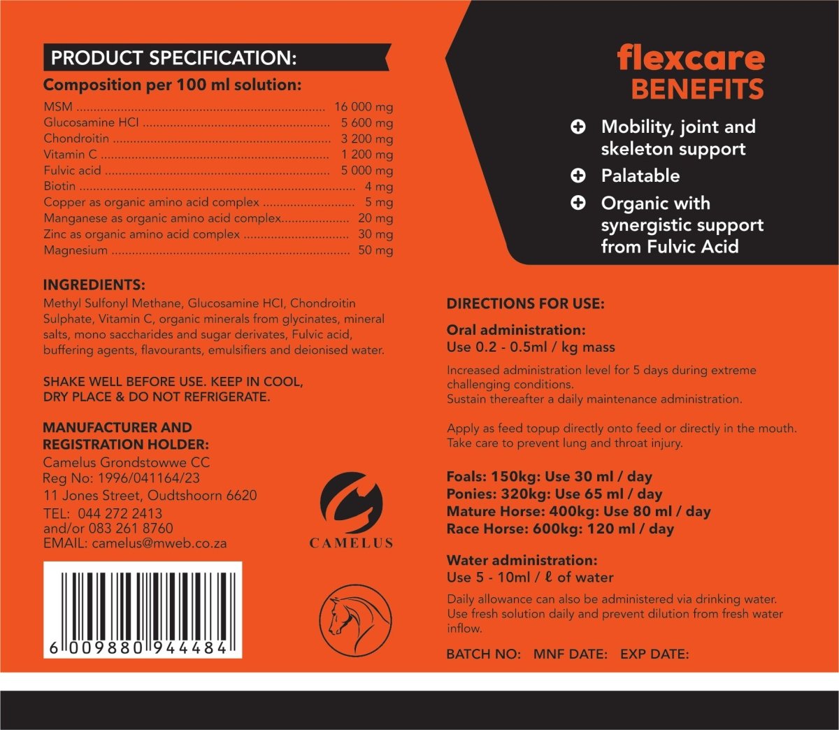 Flexcare Equine (Joint Supplement For Horses) - Camelus - Joint | Skeleton | Mobility